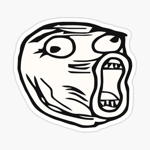 Comic Rage Troll Face Smiling Drawing Stencil (537)