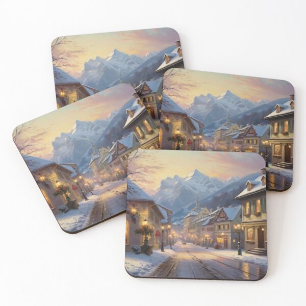 Item preview, Winter Glow on a Quiet Town Street designed and sold by BlareBlare.
