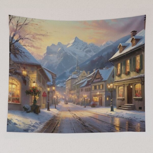 Item preview, Winter Glow on a Quiet Town Street designed and sold by BlareBlare.
