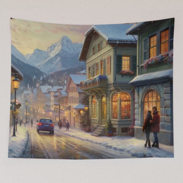 Item preview, Snow-Kissed Streets of a Winter Town designed and sold by BlareBlare.