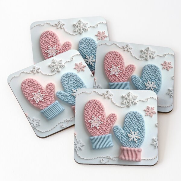 Item preview, A pair of knitted gloves with snowflakes on them. designed and sold by Creative88Art.