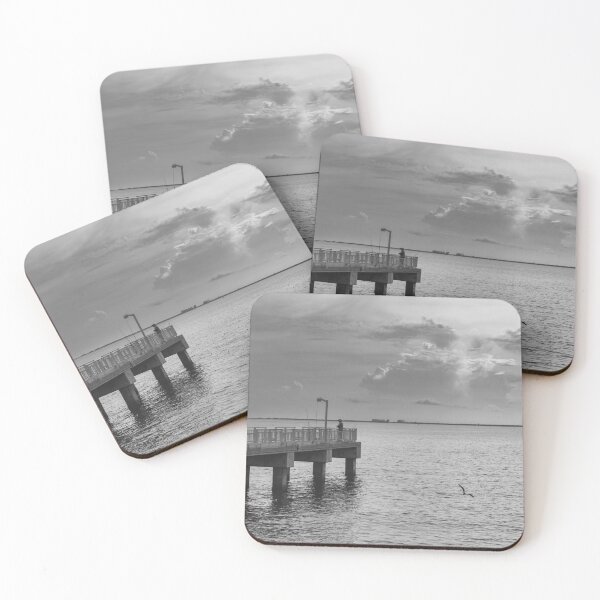 Item preview, A lone figure stands on a pier extending into a vast body of water, with dramatic clouds filling the sky designed and sold by EyezWatchin.