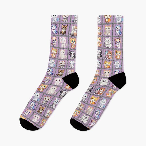 Item preview, Feline Fiesta: A playful pattern featuring 12 adorable cats, each with unique personalities and poses, gathered inside a window frame. designed and sold by Grang Art Artistic Designs.