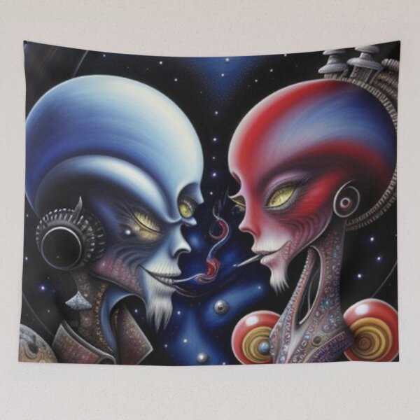 Item preview, Abstract Smoking Aliens Couple designed and sold by TheDarkWardrobe.