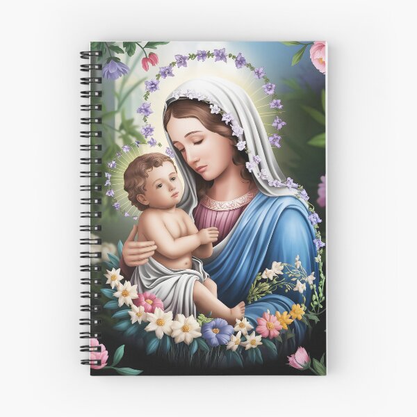 Item preview, Floral portrait of Virgin Mary and baby Jesus designed and sold by EvaAngel.