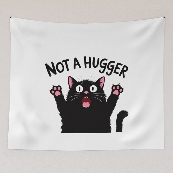 Item preview, Not a hugger, cat, feline, funnyfits70, Humor, Funny, retro, vintages, funny quotes, animal humor, designed and sold by FunnyFits70.
