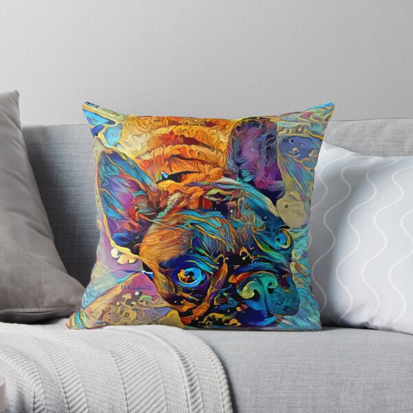 Frenchie by RD Riccoboni - French Bulldog Throw Pillow