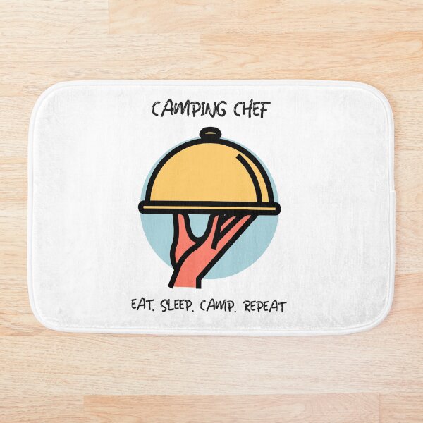 Aperçu de l'œuvre Chef de camping. Manger. Dormir. Camper. Répéter créée et vendue par FirstTimeTees.