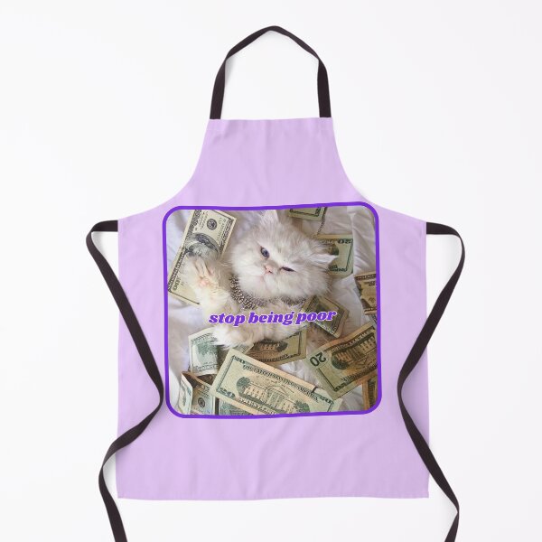 Item preview, Stop being poor, white cat with dollar bills designed and sold by Eternity Eventually.