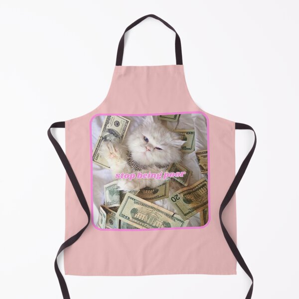 Item preview, Stop being poor, white cat with dollar bills designed and sold by Eternity Eventually.