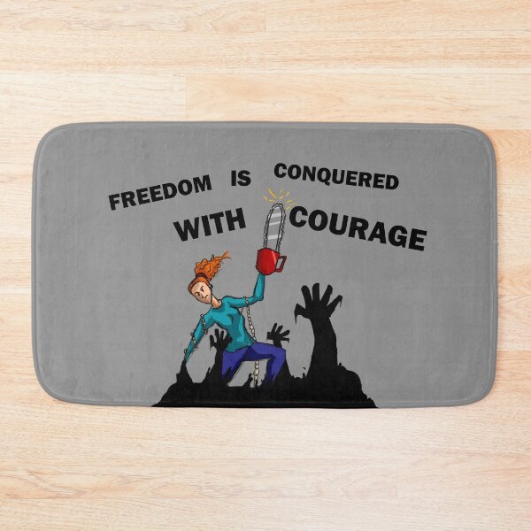 Item preview, Empowered Woman Breaking Chains with a Chainsaw with quote - Posters, Stickers, T-shirts designed and sold by MechanicalART.