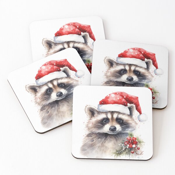 Item preview, Raccoon in Santa's hat designed and sold by patternshoprad.