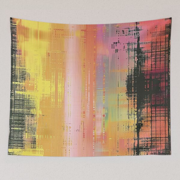 Item preview, Abstract Digital Art With Yellow, Pink, and Black Stripes designed and sold by brandway.