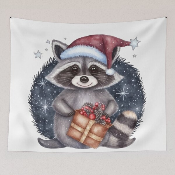 Item preview, Adorable Christmas Raccoon  designed and sold by patternshoprad.