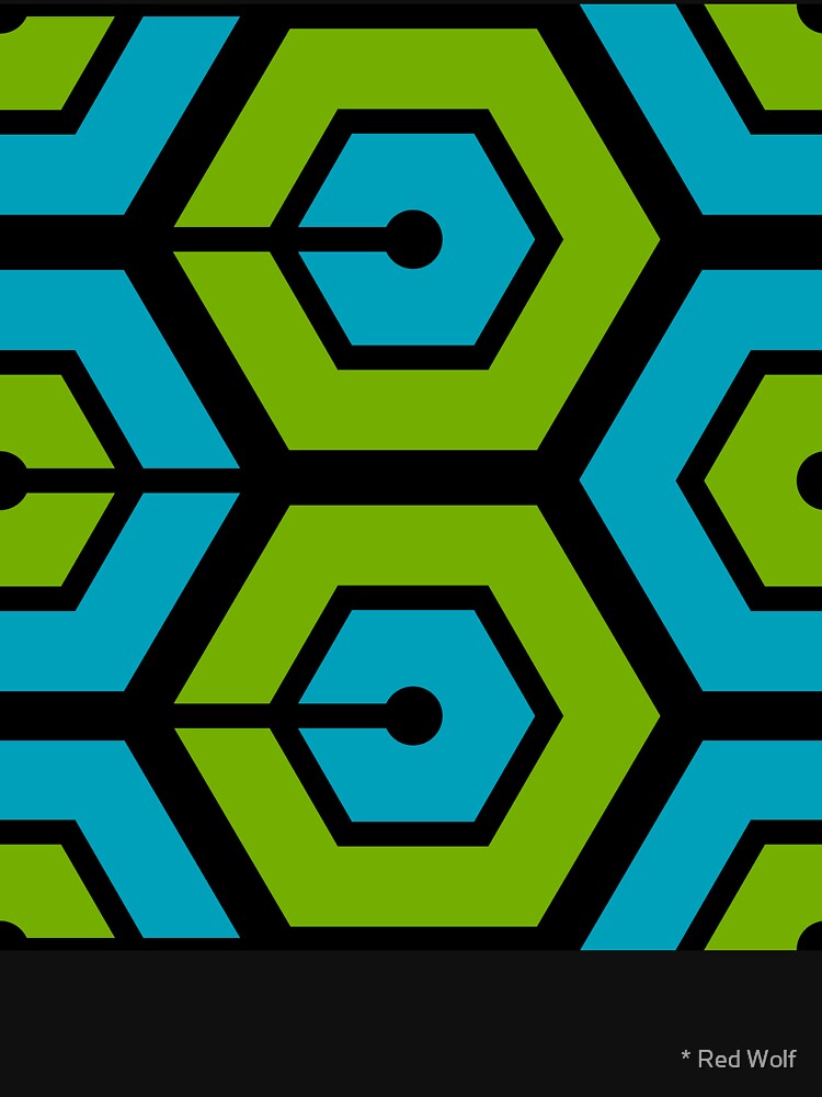 Geometric Pattern: Linked Hexagon: Blue/Green by redwolfoz