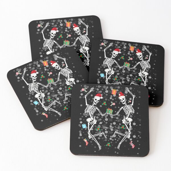 Item preview, Christmas Dancing Skeleton Family Holiday Xmas, Dancing skeletons with xmas santa hats, Spooky Christmas Dancing Skeleton designed and sold by Dabbing Turtle Designs.