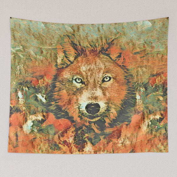 Artikelvorschau, GEBRANNTES ORANGE, TERRAKOTTA, SALBEIGRÜN UND STAUBIGES TÜRKIS AUTUMN WOLF entworfen und verkauft von Most1234.