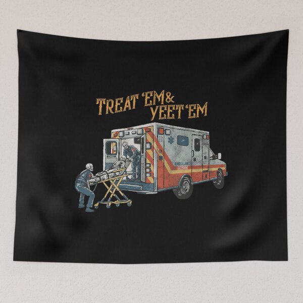 Item preview, Treat 'Em And Yeet 'Em Skeleton Ambulance designed and sold by stickerjiggel.