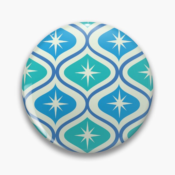 Item preview, Mid Century Atomic Starbursts on Blue and Teal Ogee Pattern  designed and sold by Yasminepatterns .