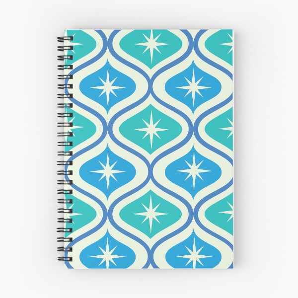 Item preview, Mid Century Atomic Starbursts on Blue and Teal Ogee Pattern  designed and sold by Yasminepatterns .