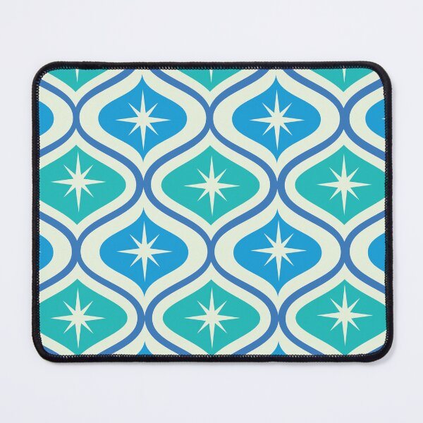 Item preview, Mid Century Atomic Starbursts on Blue and Teal Ogee Pattern  designed and sold by Yasminepatterns .