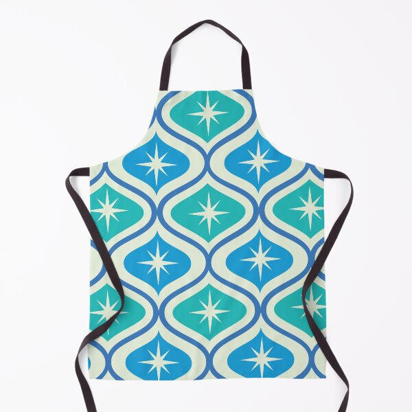 Item preview, Mid Century Atomic Starbursts on Blue and Teal Ogee Pattern designed and sold by Yasminepatterns .