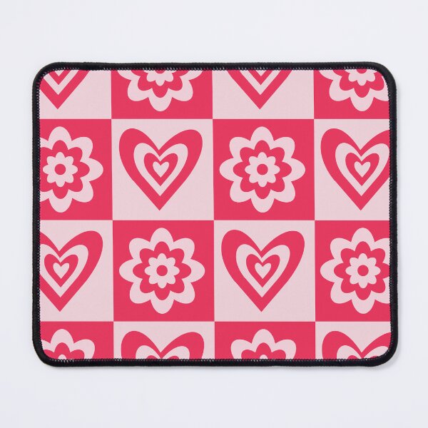 Item preview, Checkered Groovy Psychedelic Red Hearts and Flowers designed and sold by Yasminepatterns .