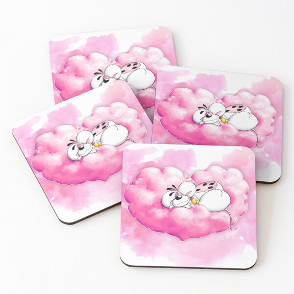 Item preview, Diddl on his pink heart shaped cloud designed and sold by Kitsune987.
