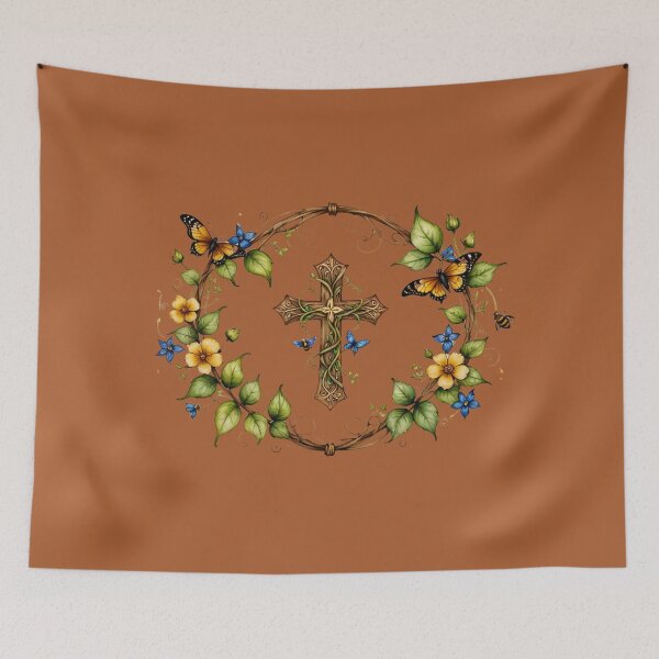 Item preview, Christian Cross Design, Butterflies, Vines, Flowers designed and sold by Our Bible Journey.