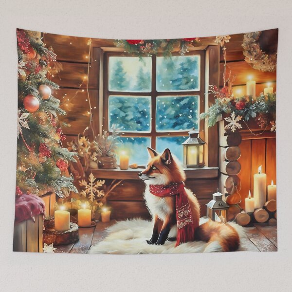 Item preview, Cozy Christmas Fox by the Fireside designed and sold by gleefulme.