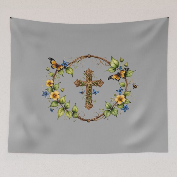 Item preview, Christian Cross Design, Butterflies, Vines, Flowers designed and sold by Our Bible Journey.