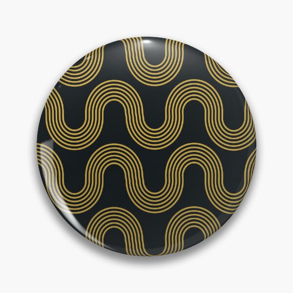 Item preview, Art Deco Geometric Golden Waves Pattern on Black  designed and sold by Yasminepatterns .