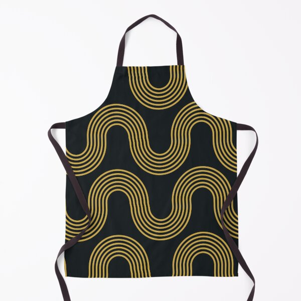 Item preview, Art Deco Geometric Golden Waves Pattern on Black  designed and sold by Yasminepatterns .