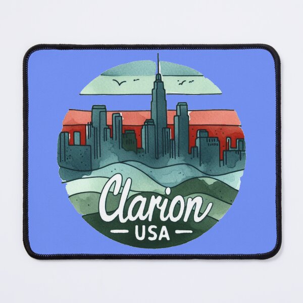 Item preview, Clarion USA Minimalist Sticker Design | Watercolor Skyline and 3D Landscape, designed and sold by PaintMeWorld.