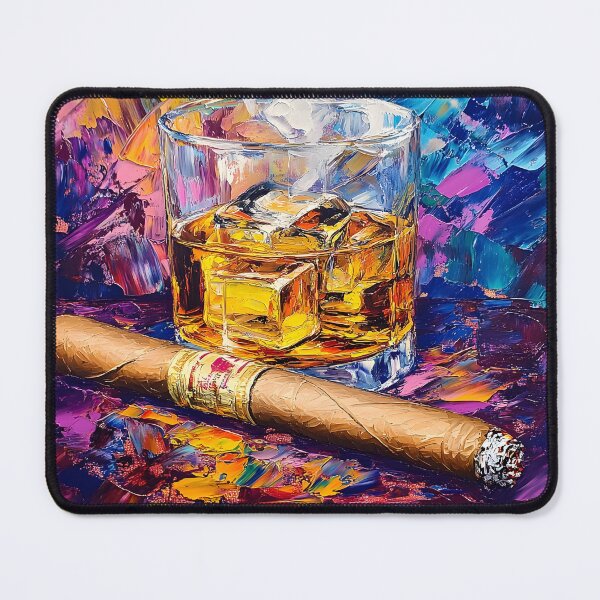 Item preview, Whiskey and Cigar - A Luxurious Indulgence Abstract Expressionism Digital AI Art Radiating an Air of Refinement designed and sold by OlfactoART Studio.