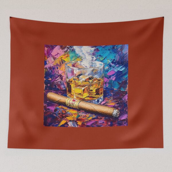 Item preview, Whiskey and Cigar - A Luxurious Indulgence Abstract Expressionism Digital AI Art Radiating an Air of Refinement designed and sold by OlfactoART Studio.
