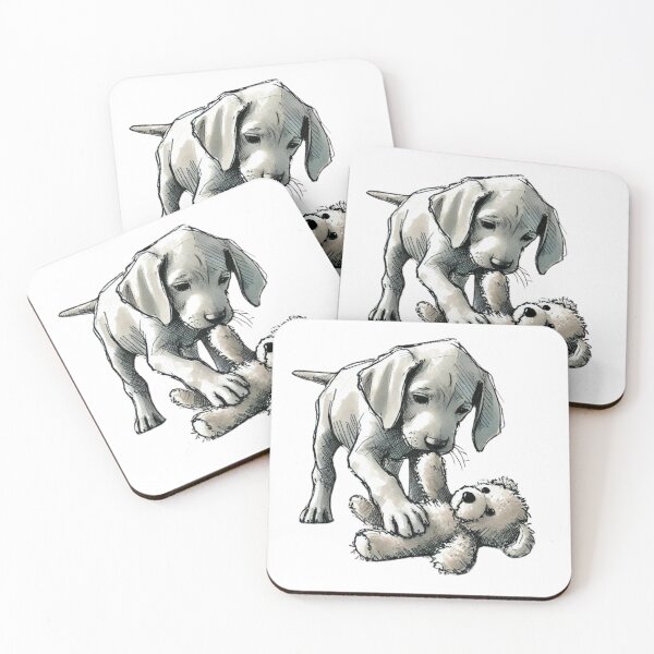 Item preview, Playful Weimaraner Puppy with Teddy Bear designed and sold by WeimTrails.