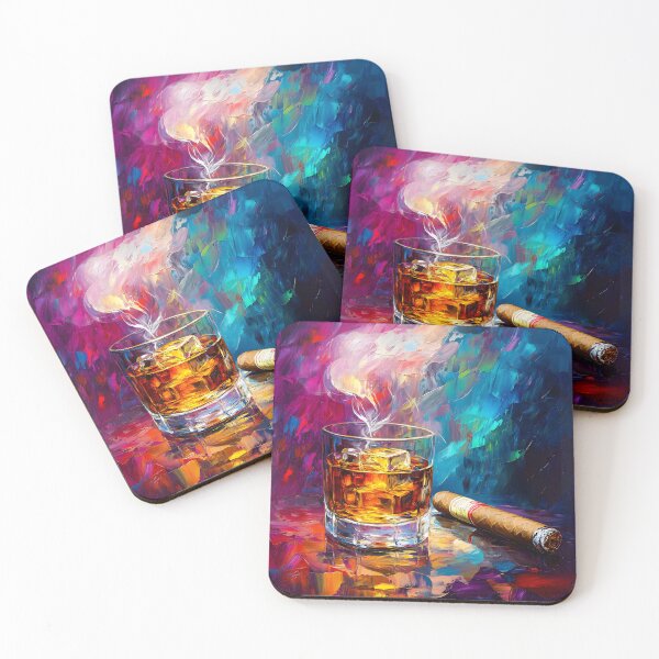Item preview, Whiskey Indulgence - Vibrant Colors with Smoldering Charm Digital Generative AI Abstract Art designed and sold by OlfactoART Studio.