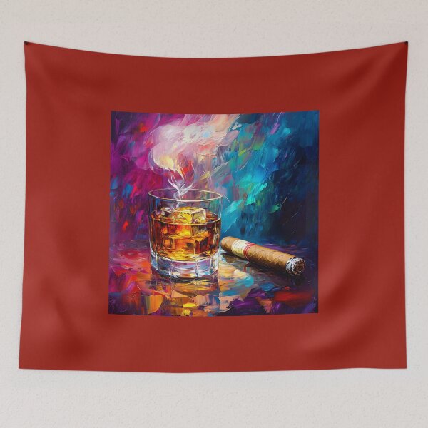 Item preview, Whiskey Indulgence - Vibrant Colors with Smoldering Charm Digital Generative AI Abstract Art designed and sold by OlfactoART Studio.