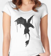 Toothless Silhouette - Ink Drips Women's Fitted Scoop T-Shirt