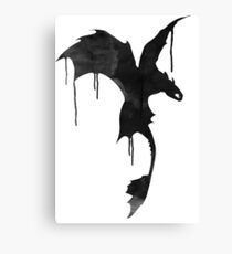 Toothless Silhouette - Ink Drips Canvas Print