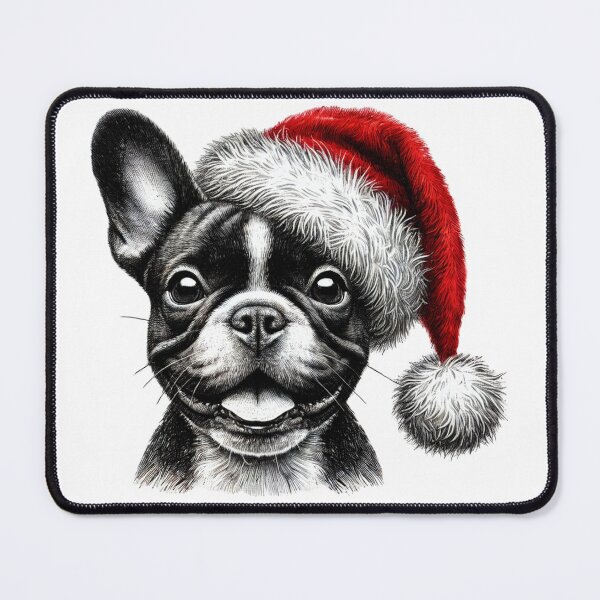 Item preview, French Bulldog Santa Hat Christmas Tee - Festive Dog Lover designed and sold by BlankCanvasHaHa.