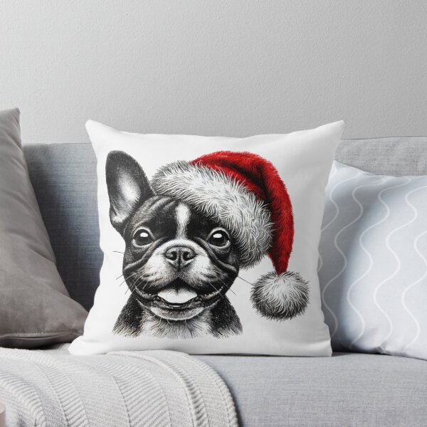 Item preview, French Bulldog Santa Hat Christmas Tee - Festive Dog Lover designed and sold by BlankCanvasHaHa.
