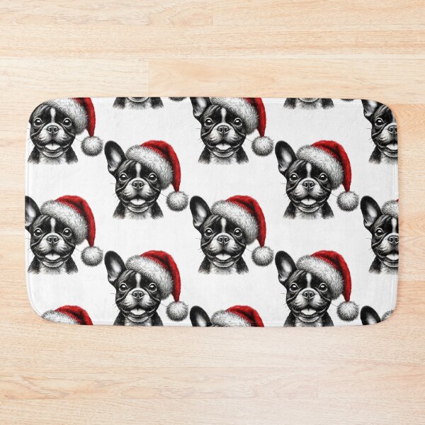 Item preview, French Bulldog Santa Hat Christmas Tee - Festive Dog Lover designed and sold by BlankCanvasHaHa.