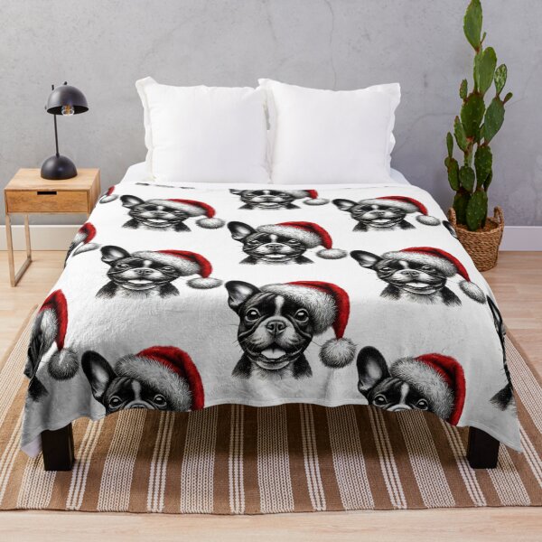 Item preview, French Bulldog Santa Hat Christmas Tee - Festive Dog Lover designed and sold by BlankCanvasHaHa.