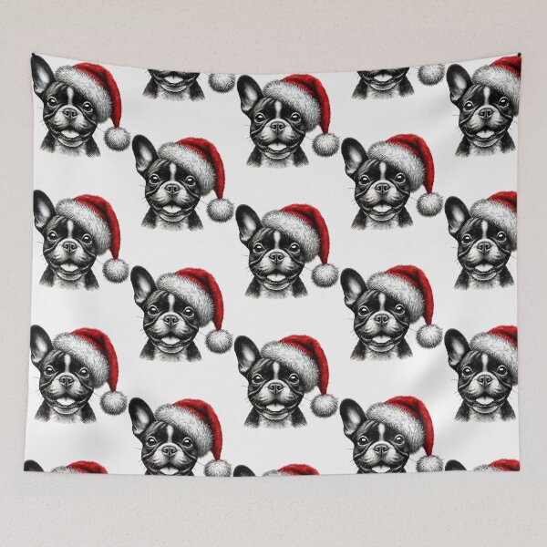 Item preview, French Bulldog Santa Hat Christmas Tee - Festive Dog Lover designed and sold by BlankCanvasHaHa.