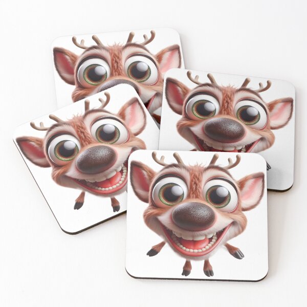 Item preview, Happy and cute Christmas Rudolph reindeer with big eyes designed and sold by eye_contact.