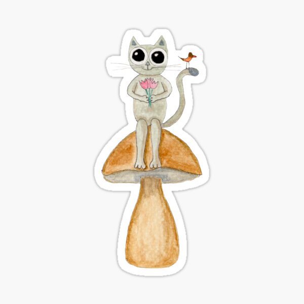 Feline on a Mushroom Sticker