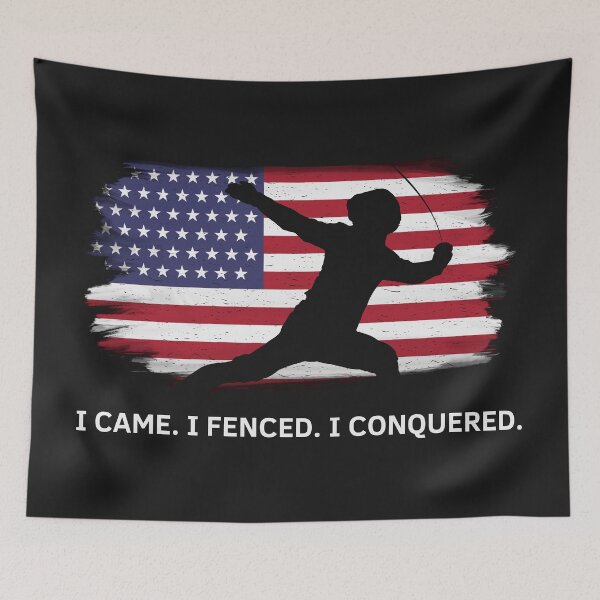 Item preview, Fencing Champion USA Flag For Fencers Fencing Lovers  designed and sold by Anniko Art Studio.