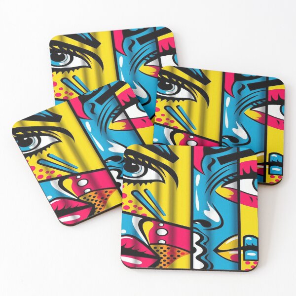 Item preview, Retro Pop Art Faces Shower Curtain designed and sold by Naomi Gutierrez Parrish.